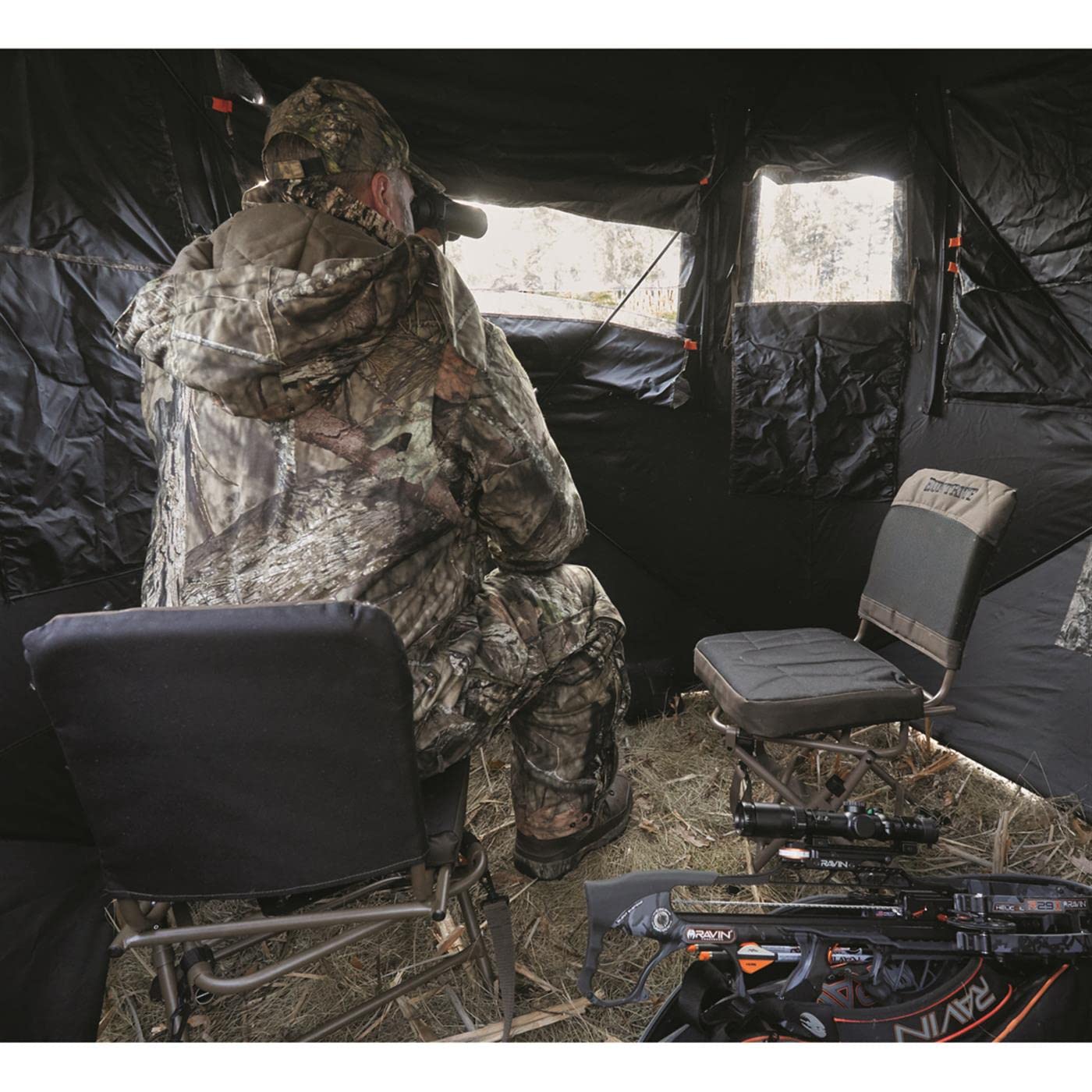 Guide Gear Huntrite 360 Swivel Hunting Blind Chair, 300 Pound Capacity, Folding, Lightweight, Portable, Padded Cushion Hunting S