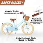 Glerc Little Molly 18 Inch Kids Bike, Retro Cruiser Girls Bike for Children Ages 5-9 Years Old, Kids Bicycle with Wicker Basket