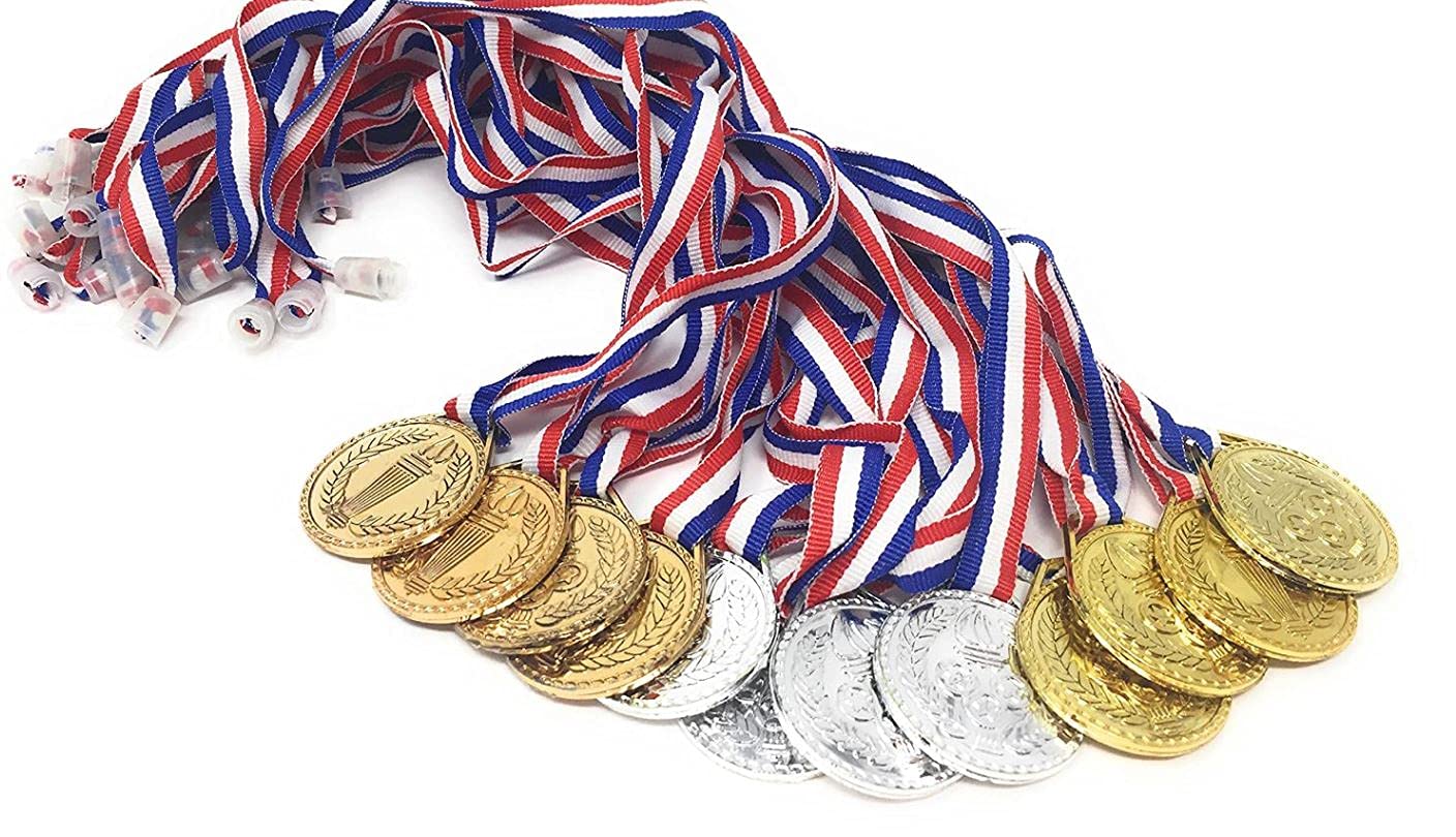 Happy Deals ~ Torch Medals | Bulk 24 Pack | Olympic Style Game Awards