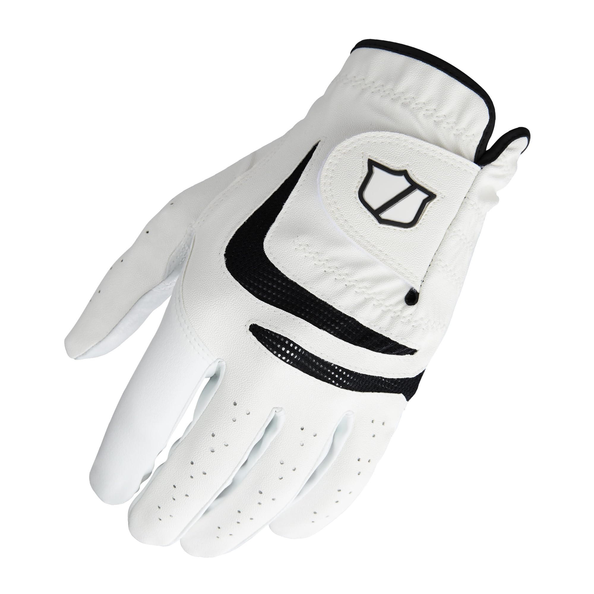 Wilson Grip Plus Golf Glove - Men'S Cadet Left Hand, White/Black, Medium/Large