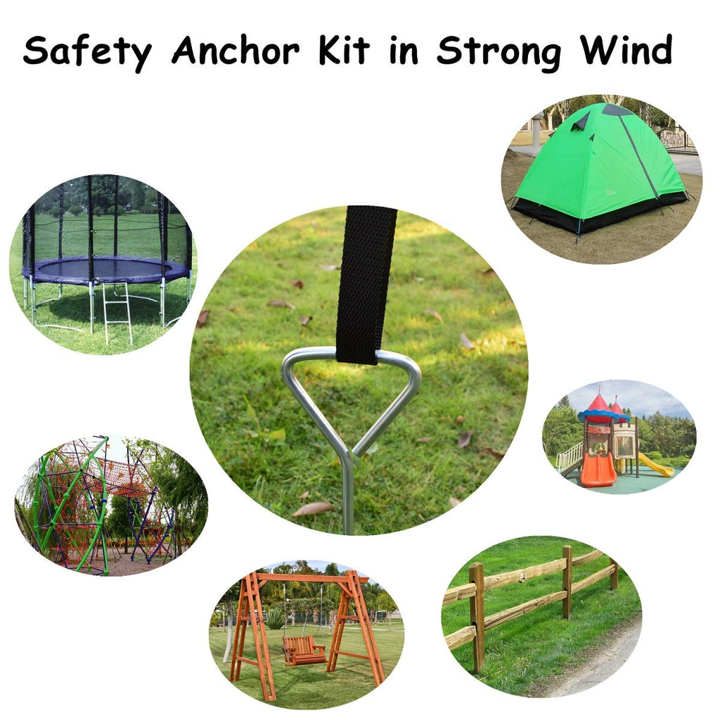 Mysit Trampoline Stakes Trampoline Anchors Heavy Duty Spiral Trampoline Tie Down Anchor Kit 4 Pack, Trampoline Accessories Corks