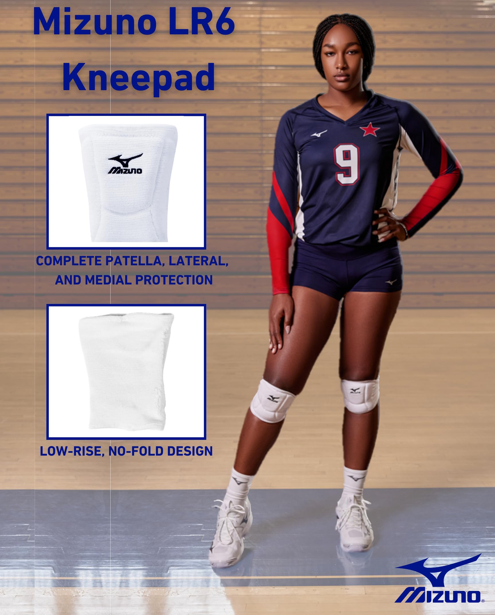 Mizuno Lr6 Kneepads, Navy, Large