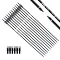 Tiger Archery 30Inch Carbon Arrow Practice Hunting Arrows With Removable Tips For Compound & Recurve Bow(Pack Of 12) (Black Whit