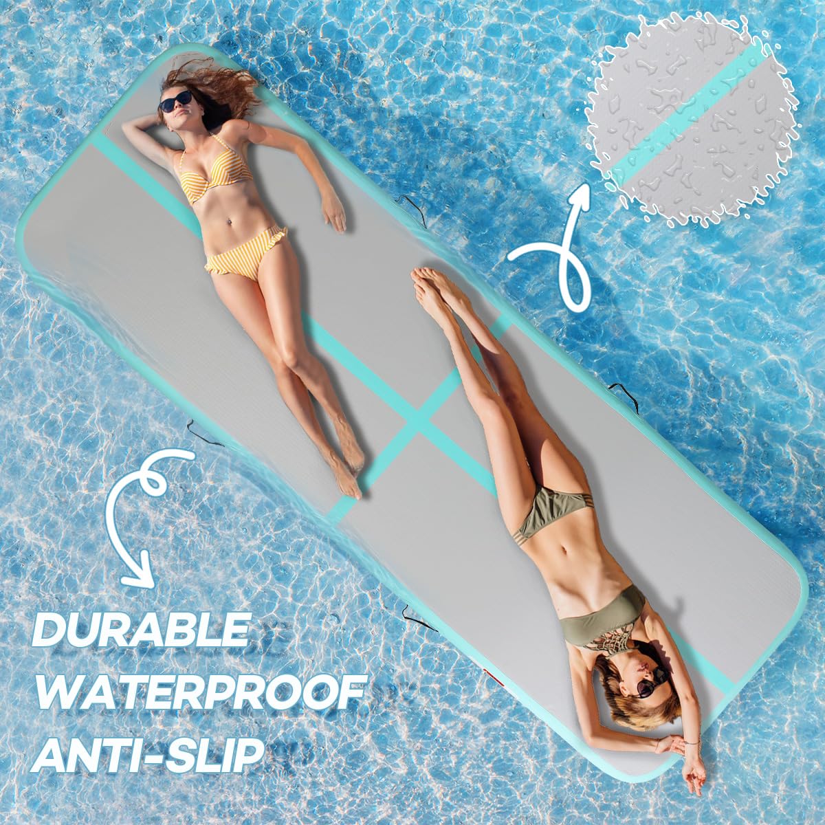 Kikilive Inflatable Air Gymnastics Tumbling Mat 10Ft, Air Tumble Track Mat 4 Inches Thickness With Electric Air Pump For Home Us