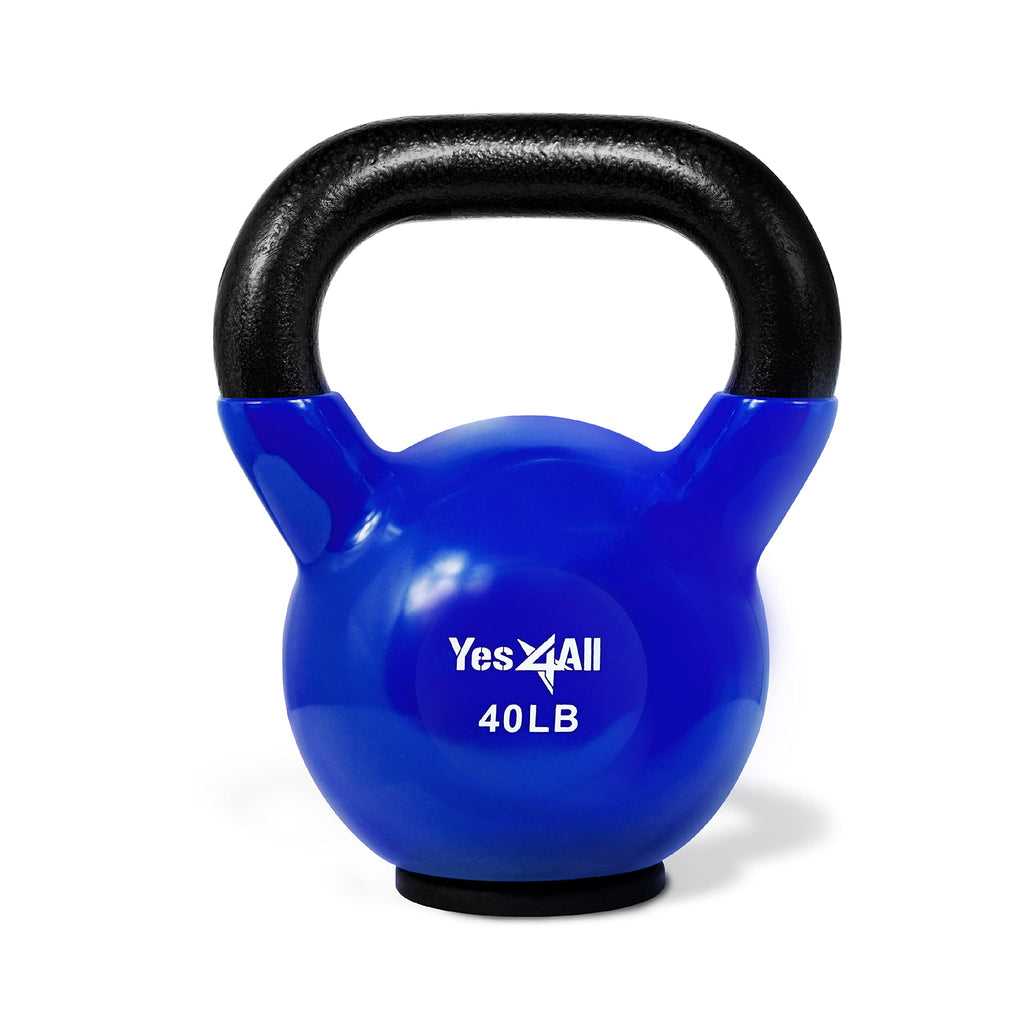 Yes4All Kettlebells Weights Cast Iron Rubber Base For Home Gym And Strength Training, Workout Equipment For Dumbbell Exercise
