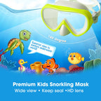 Kids Snorkel Swim Mask, Child Diving Mask Anti-Fog Swim Goggles With Nose Cover For Snorkeling Diving Swimming (Yellow)