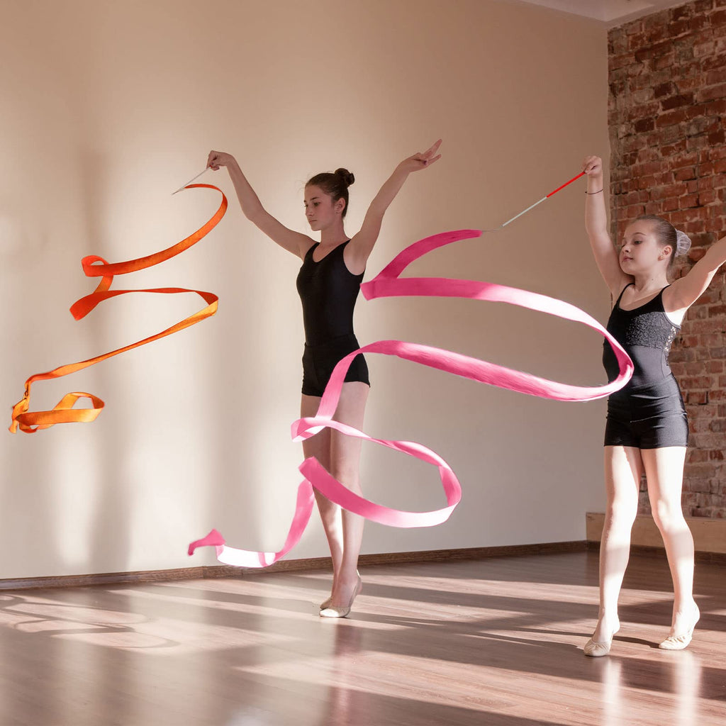 Yilloog Rainbow Dance Ribbon 78.7 Inch Gymnastics Ribbon Streamers Ribbon Dancer Wand Dancing Ribbon For Kids, Fits Artistic Dan