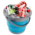 Bekith 2 Pack Collapsible Plastic Bucket With Locking Lid, 5L / 1.32 Gallon Foldable Round Tub Portable Fishing Water Pail For H