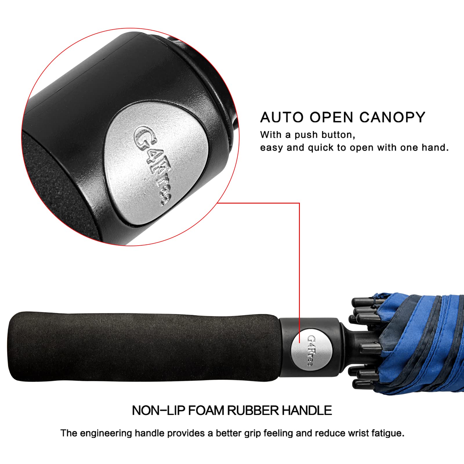 G4Free 68 Inch Automatic Open Golf Umbrella Double Canopy Extra Large Oversize Windproof Waterproof Stick Umbrellas(Dark blue/Sa