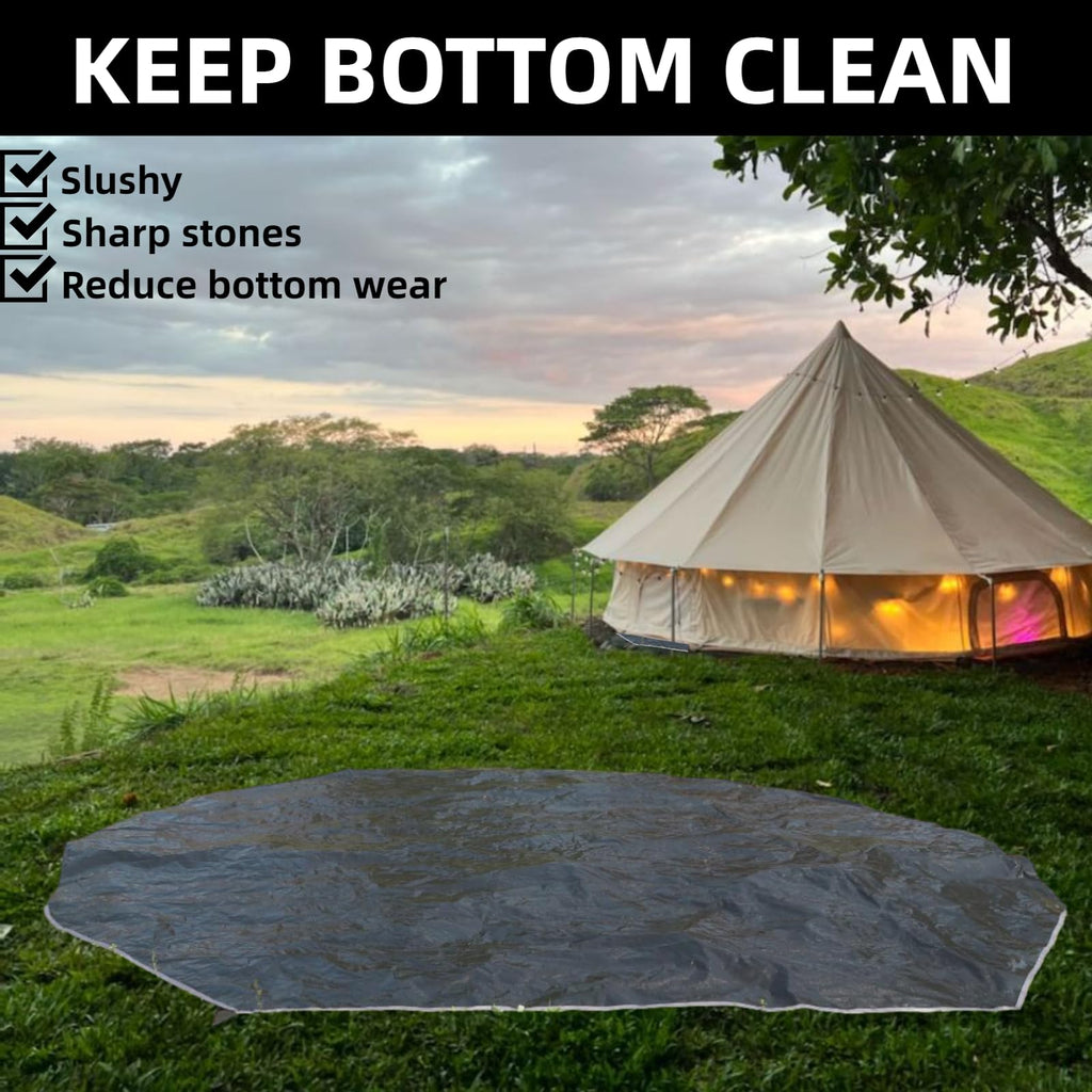 Danchel Outdoor Waterproof Canvas Tent Footprint Camping Accessories, 6M/20Ft Bell Tent Round Tarp Ground Sheet For Yurt Tent Fl