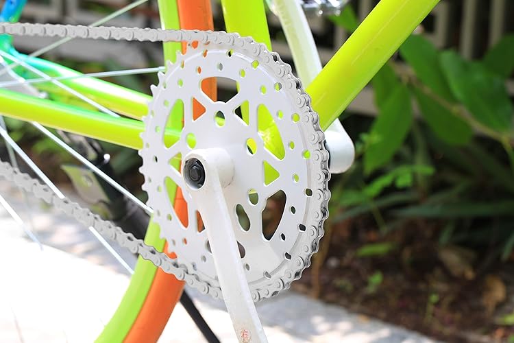 Zonkie Single-Speed Bicycle Chain 1/2 X 1/8 Inch 116 Links (White, 1/2'' 1/8'' 116 Links)