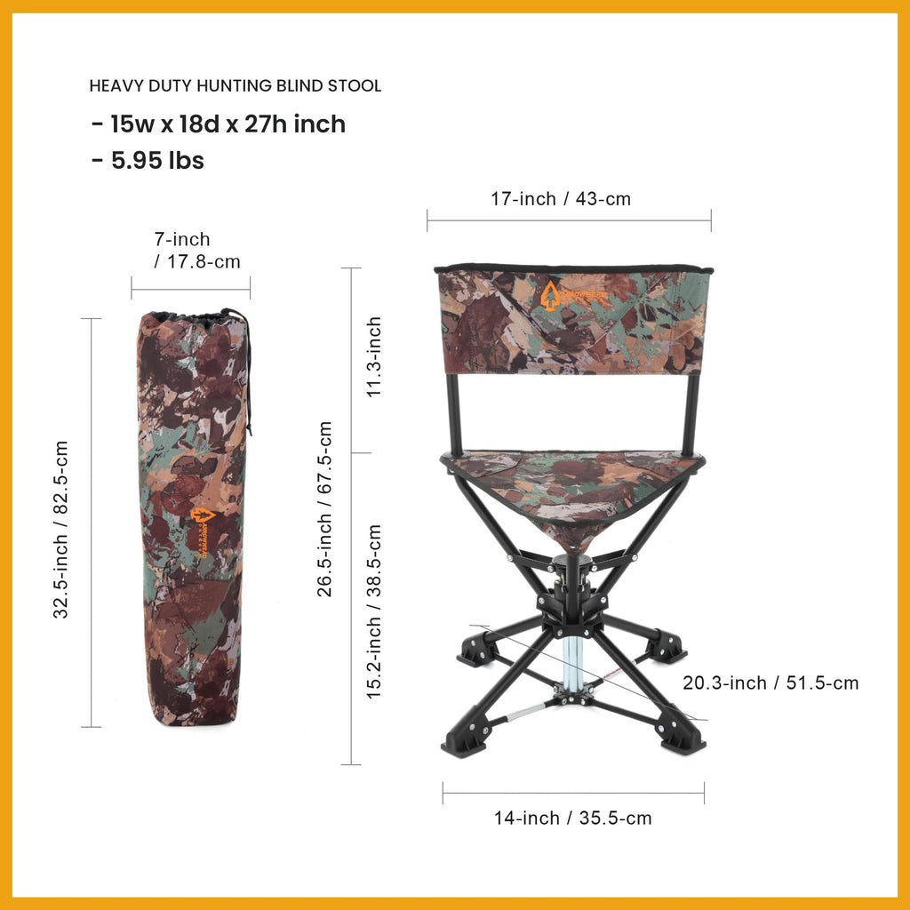 Arrowhead Outdoor 2-Pack 360 Degree Swivel Hunting Chair Stool Seat, Perfect For Blinds, No Sink Feet, Carrying Case, Fishing, 6