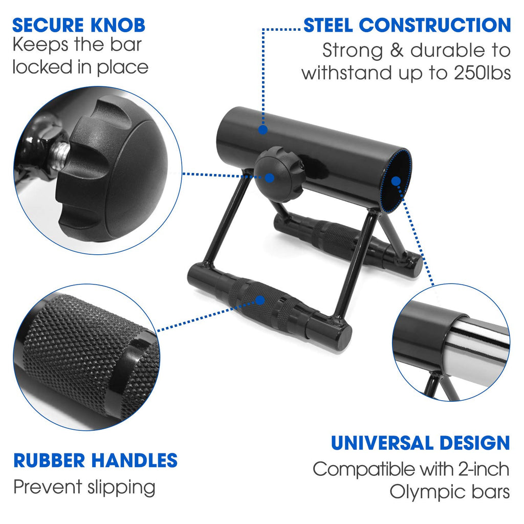 Yes4All Landmine Double D Row Handle/Landmine Handle Attachment With Textured Rubber Handles - Double D Landmine Handle Fits 2-I