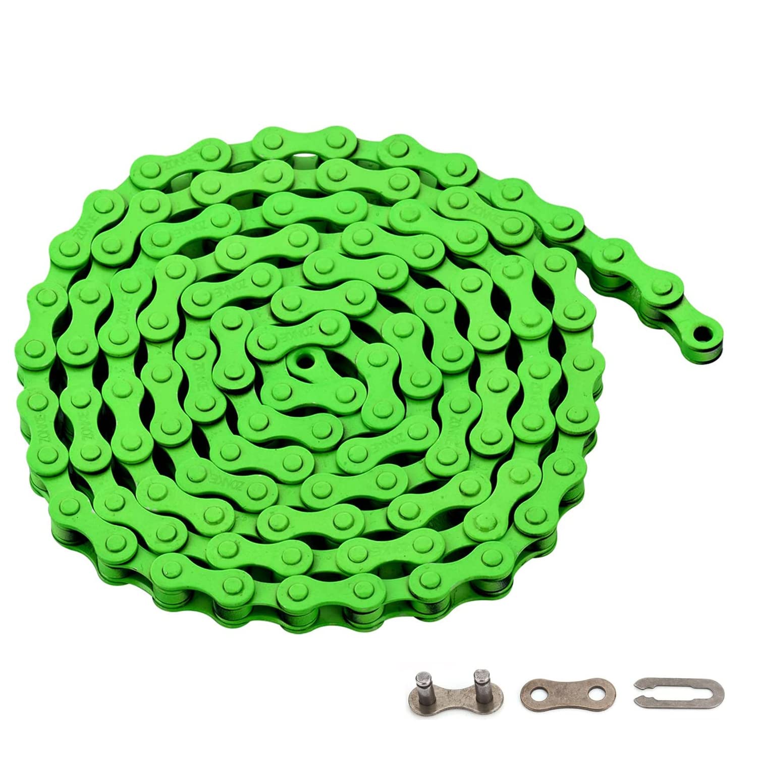 Single-Speed Bicycle Chain, 1-Speed Bike Chain, Multicolour, 1/2 X 1/8 Inch, 116 Links (116L, Green, 1)