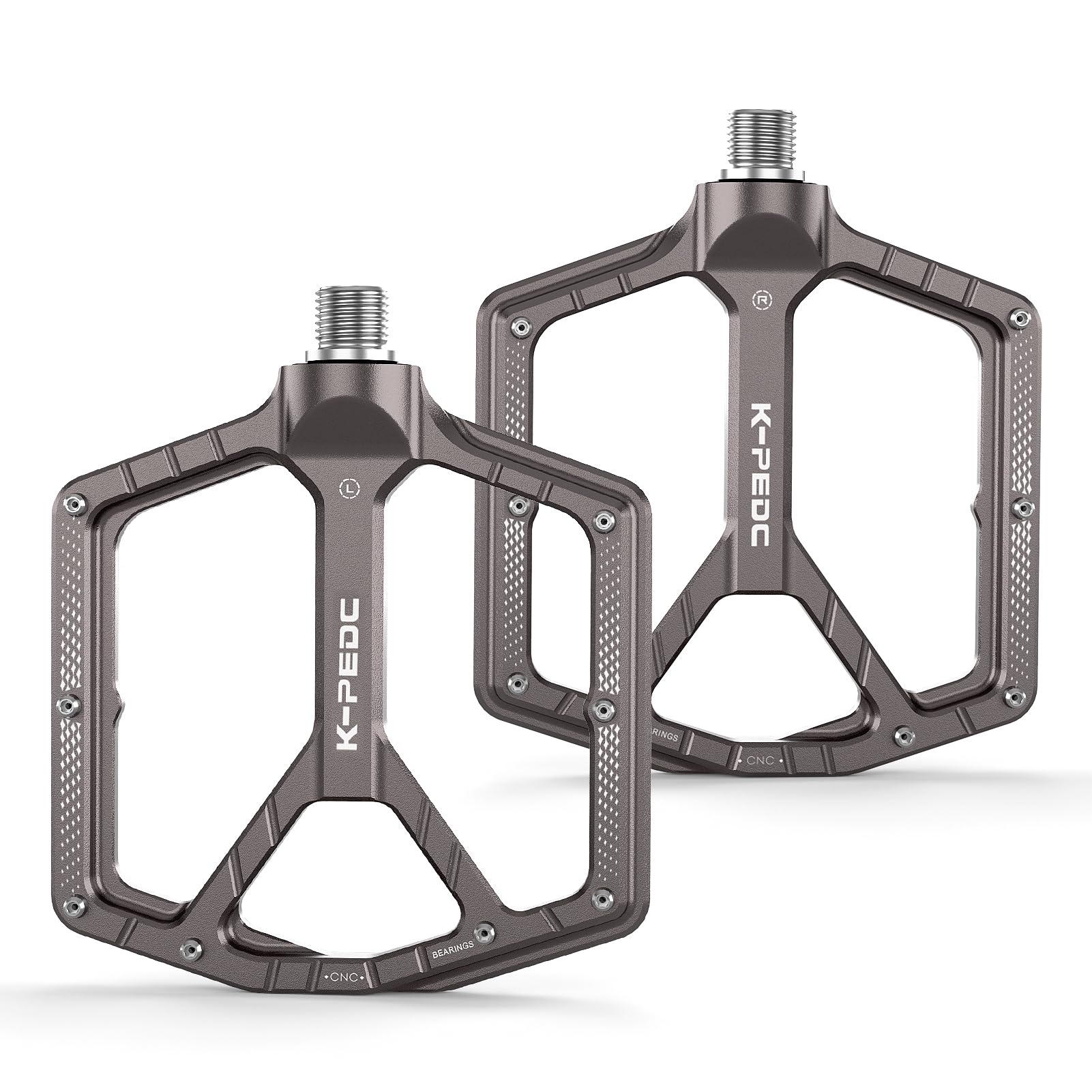 K PEDC Mountain Bike Pedals MTB Pedals,Aluminum 9/16  Sealed Bearing Bicycle Pedals Wide Platform Pedals for Road Mountain BMX M
