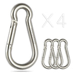 Sprookber Stainless Steel Carabiner Spring Snap Hook - 304 Stainless Steel Heavy Duty Clips, Set Of 4 (4 Inch)