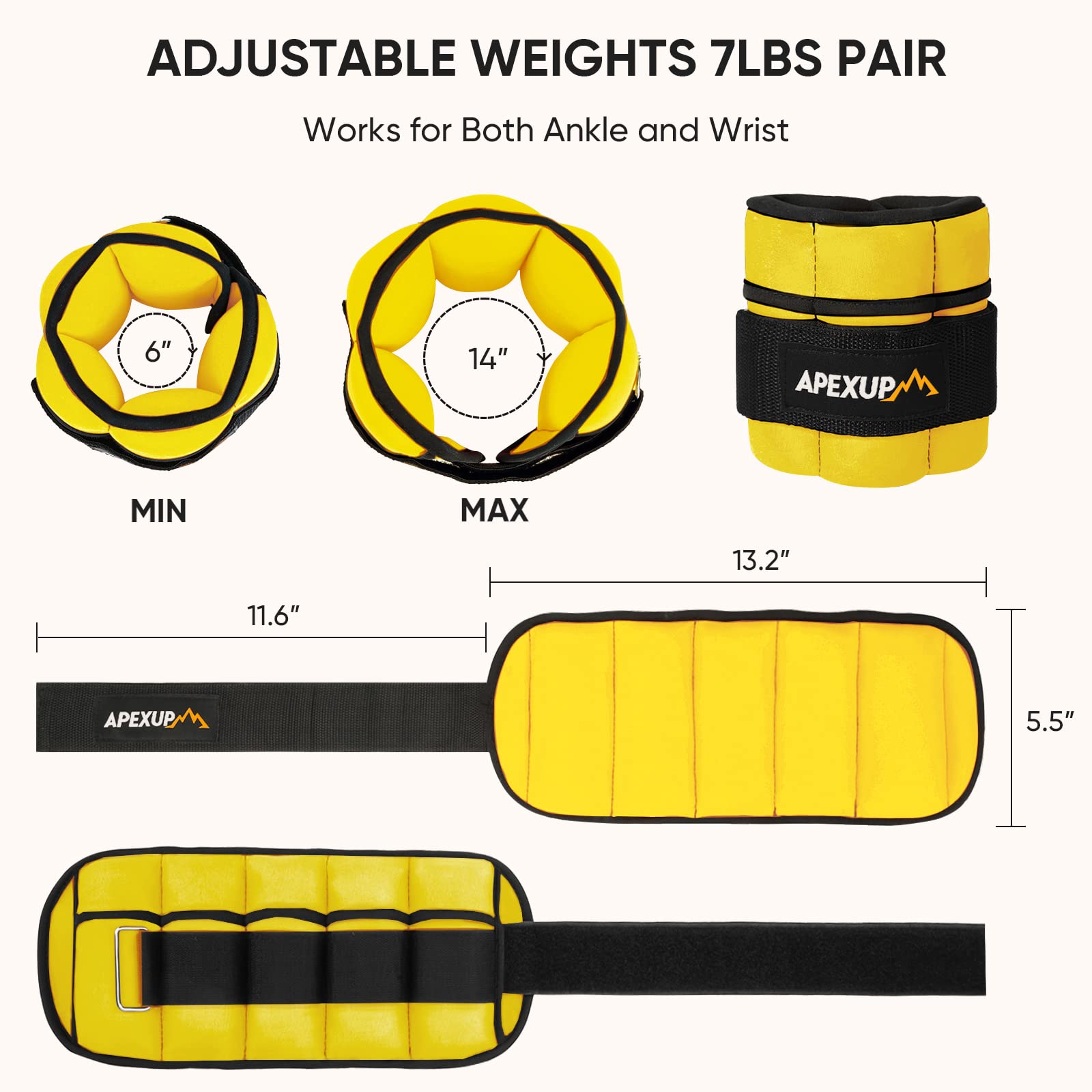 Apexup 10Lbs/Pair Adjustable Ankle Weights For Women And Men, Modularized Leg Weight Straps For Yoga, Walking, Running, Aerobics