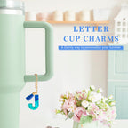 Letter Charm Accessories for Stanley Cup 1 PCS Cute Initial Keychain Handle Charm for Stanley Tumbler for Women Blue Letter J