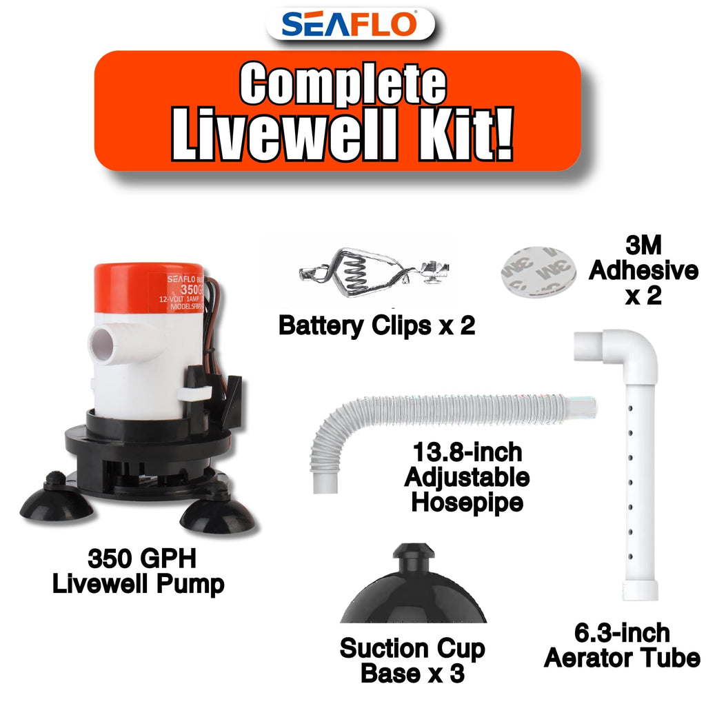 Seaflo-Portable 12V Livewell Aeration Pump System Kit For Boats
