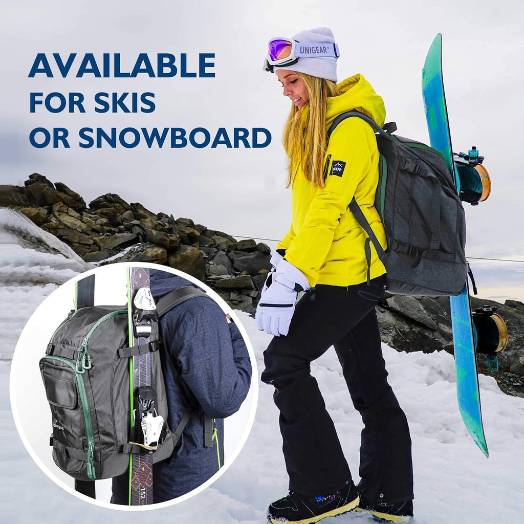 Unigear Ski Boot Bag, 70L Ski Boot Travel Backpack for Ski Helmet, Goggles, Gloves, Skis, Snowboard & Accessories(Gray)