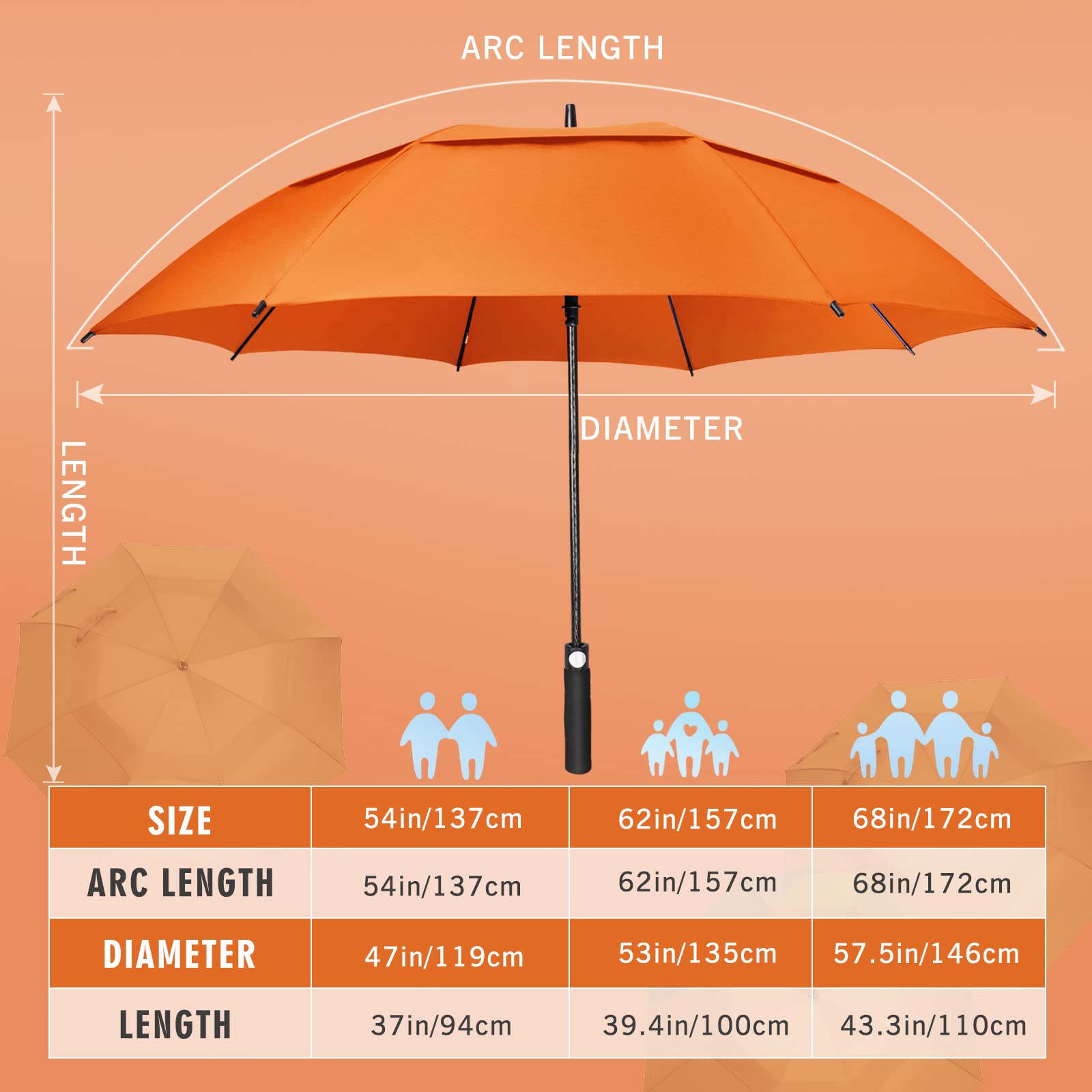 Zomake Large Golf Umbrella 62 Inch - Double Canopy Vented Golf Umbrellas For Rain Windproof Automatic Open Golf Push Cart Umbrel