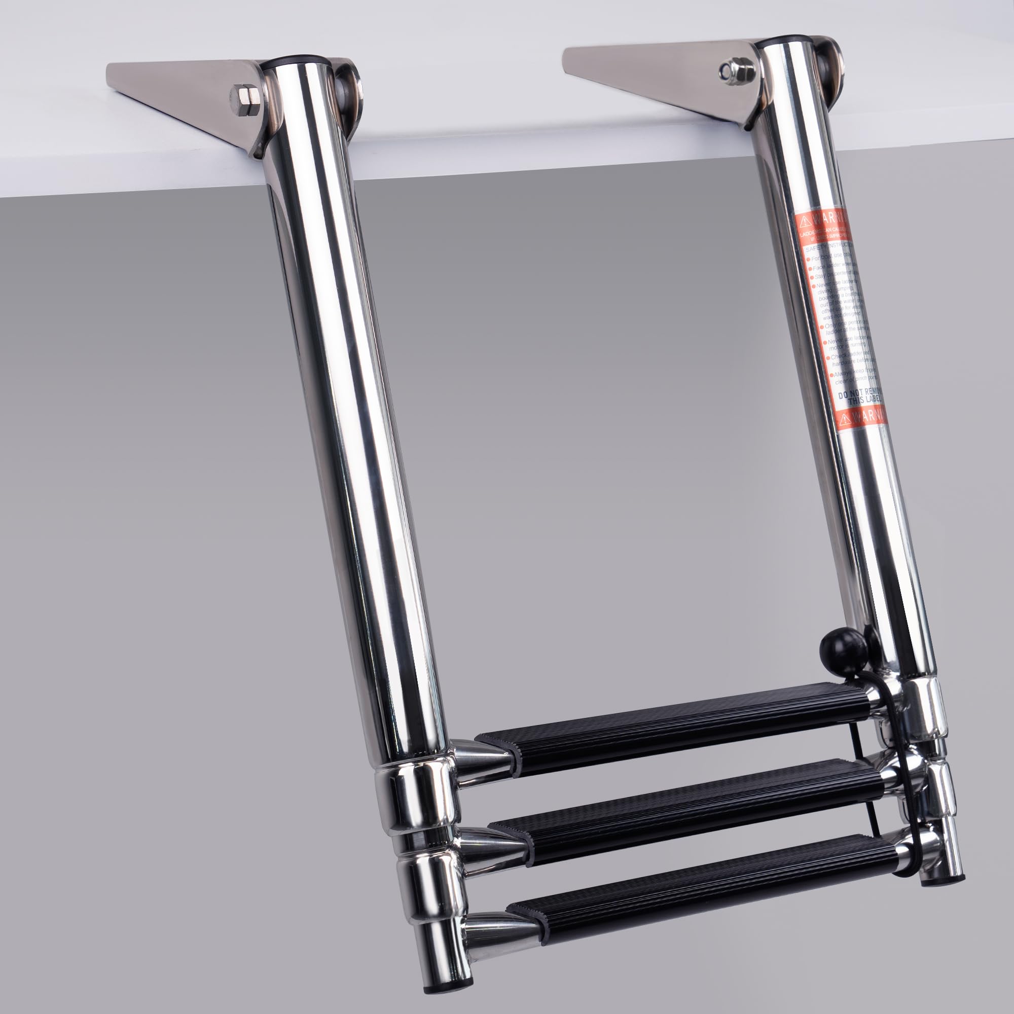 Boat Ladder 3 Step,Stainless Steel Telescoping Heavy Duty Pontoon Swim Boarding Ladder For Outboards,Yacht,Marine Fishing Boat