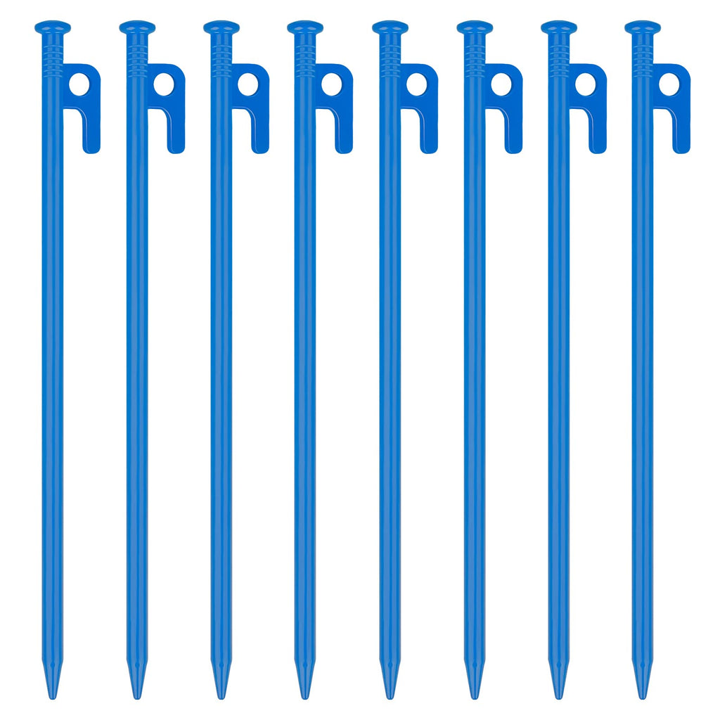 8 Pack Tent Stakes Heavy Duty 12 Inch Steel Tent Pegs For Camping Unbreakable And Inflexible-Blue