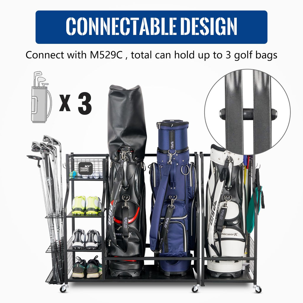 Mythinglogic Golf Storage Garage Organizer,Golf Bag Storage Stand And Other Golfing Equipment Rack,Extra Large Design For Golf C