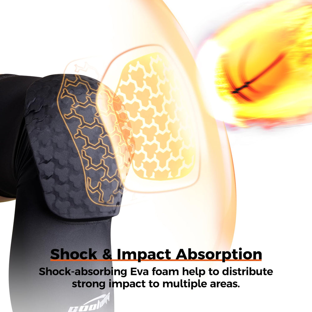 Coolomg Basketball Knee Pads Compression Leg Sleeves For Volleyball Football Weightlifting Black Xs