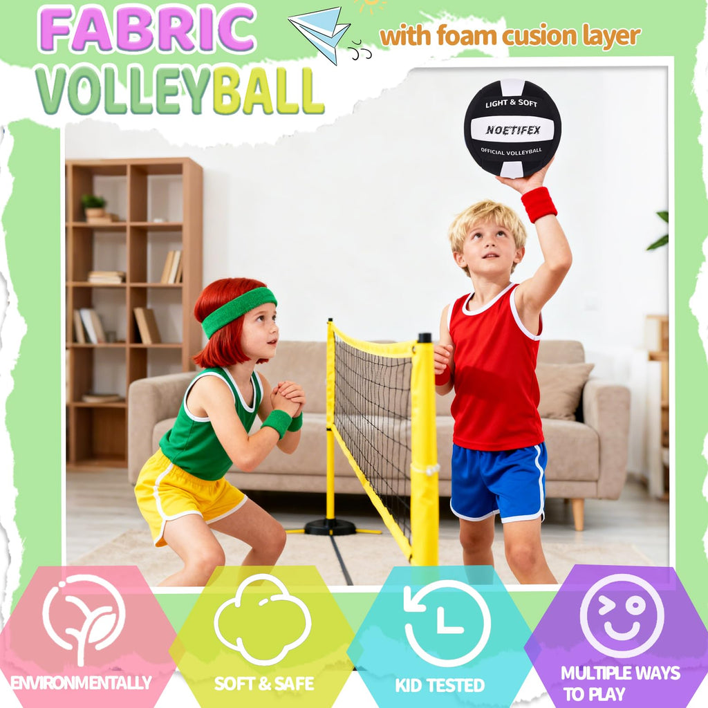 Noetifex Soft Volleyball-Super Soft Fabric Light Volleyball for Indoor Practice Safe and Quiet Kids Youth Beginners House Yard T