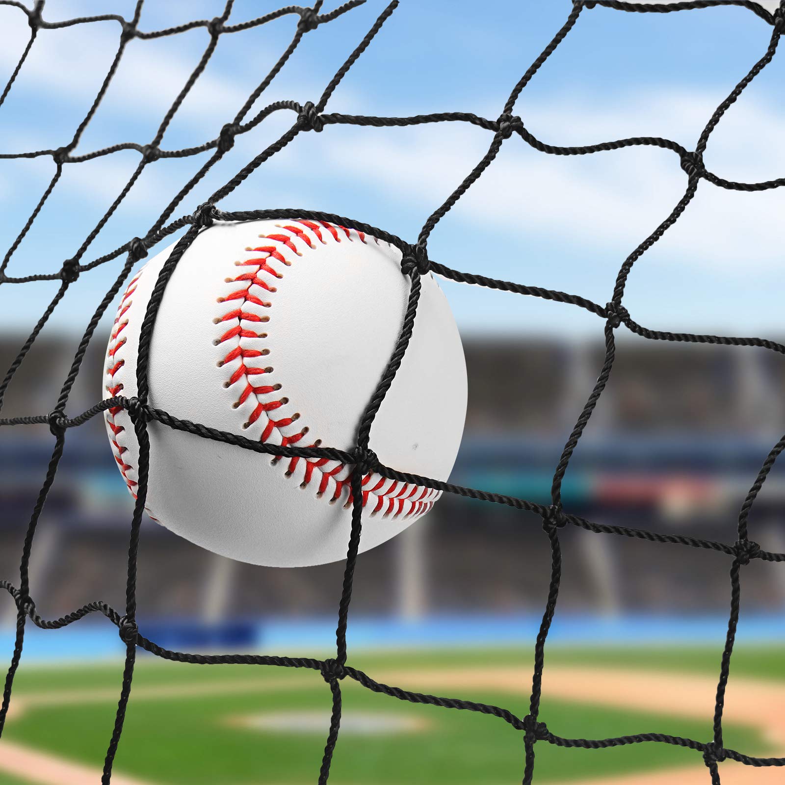 Wiseek 10'X30' Baseball Softball Backstop Nets, Heavy Duty Baseball Netting Ball Stop Netting #18 Nylon Sport Netting Barrier