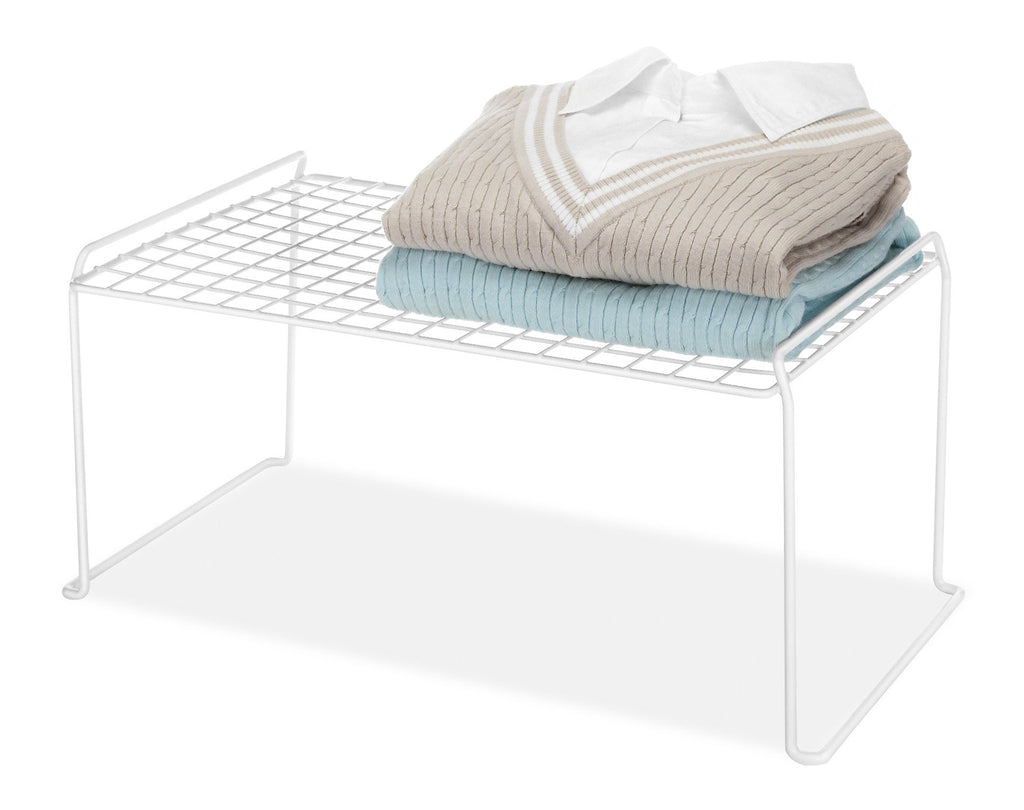 6030788 Stackable Shelf Wht 9''''H Whitmor 9 In. H X 20 In. W X 12 In. L White Stackable Shelf (Pack Of 1)