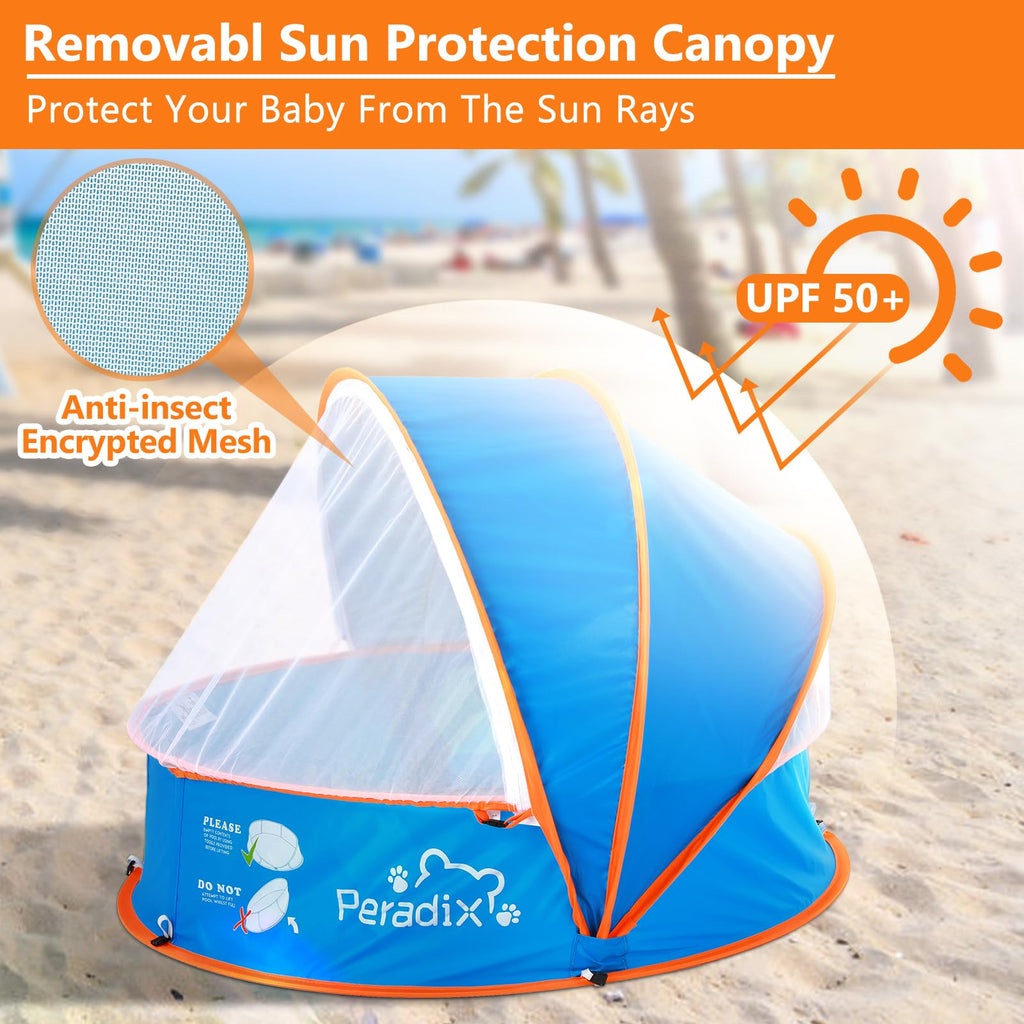 Peradix Baby Beach Tent, Paddling Pool For Kids & Pets Infant Ball Pit Tent, Toddler Wading Pool Uv Sun Shelter Canopy With Mosq