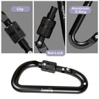 Zalava 6 Pcs 2D-Clip Durable Locking Carabiner Keychain Clip,Keychain Clip Hook,Black