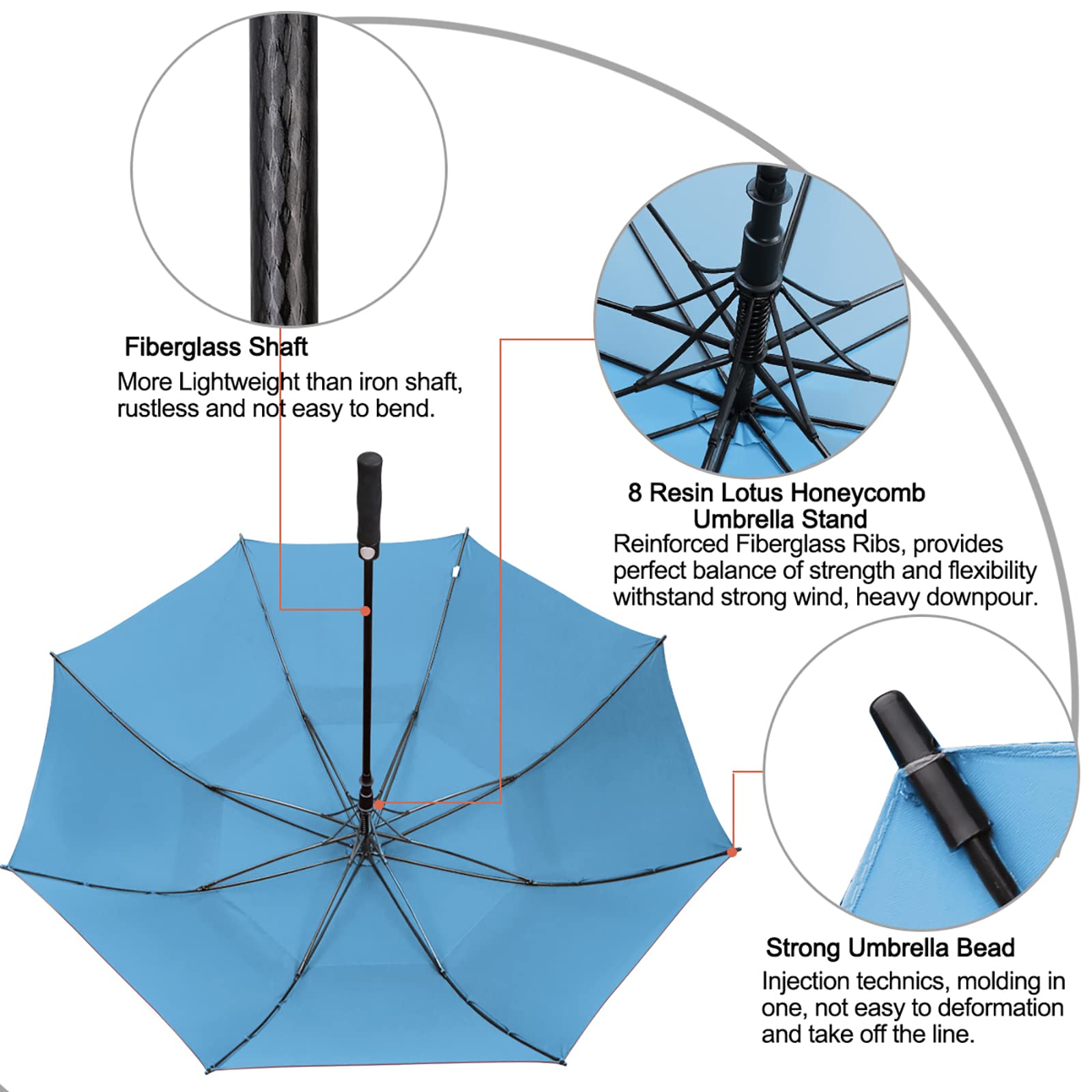 G4Free 62 Inch Automatic Open Golf Umbrella Extra Large Oversize Double Canopy Vented Windproof Waterproof Stick Umbrellas(Sky B
