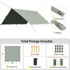 Free Soldier Camping Tarp Waterproof Portable Multifunctional Outdoor Traveling Awning Backpacking Shelter Rain Tarp (Bean Green