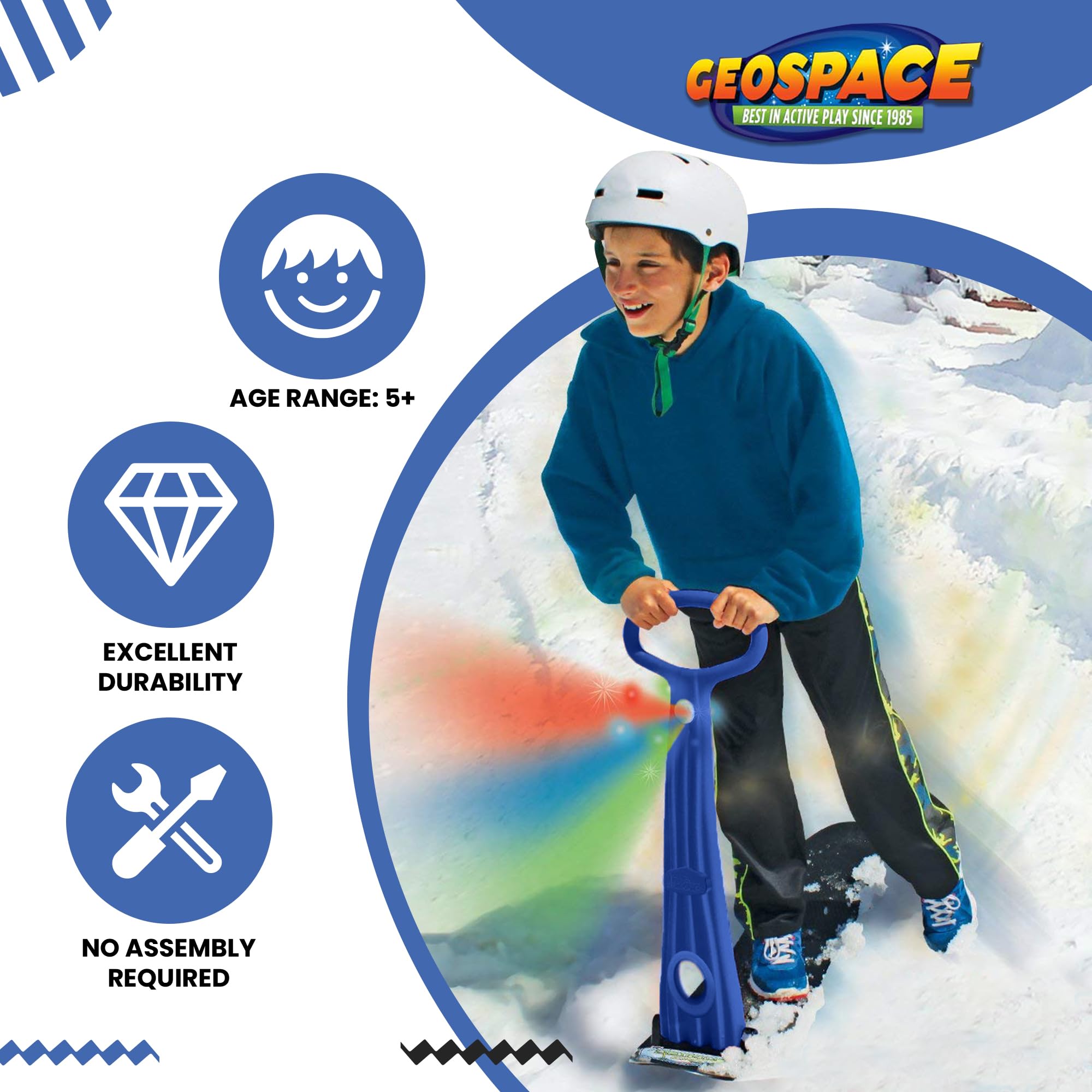 Geospace Winter Fun Foldable Snow Scooter, Ski Skate, Ski Skooter, Snow Sled, And Kids Snowboard With Led Light - Multi-Purpose