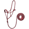 Weaver Leather Braided Rope Halter with 10' Lead, Dark Red/Charcoal, Average Horse