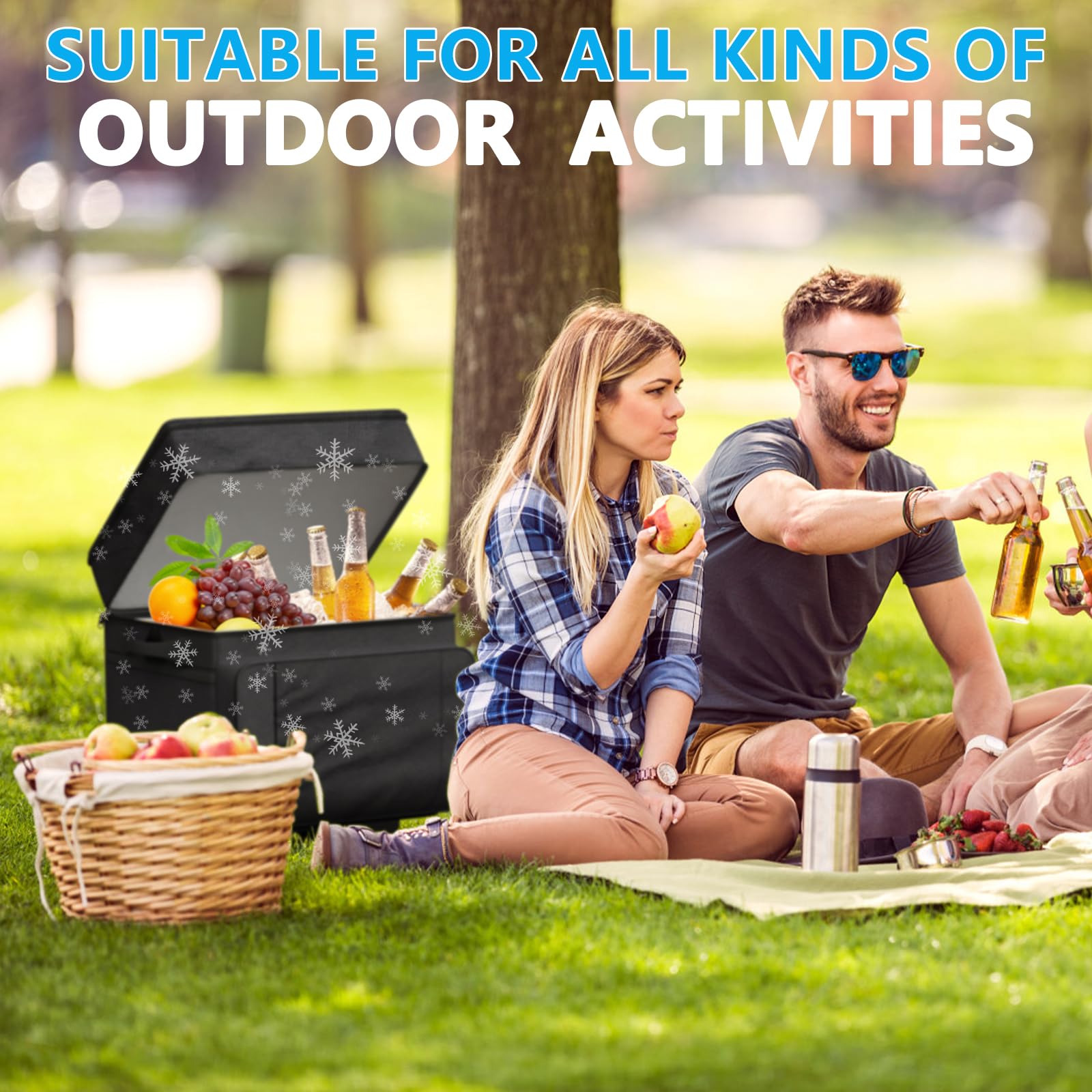 Cooler With Wheels And Handle, 50 Can Rolling Cooler, Portable Collapsible Soft Cooler With Wheels, Leakproof Insulated Wheeledc