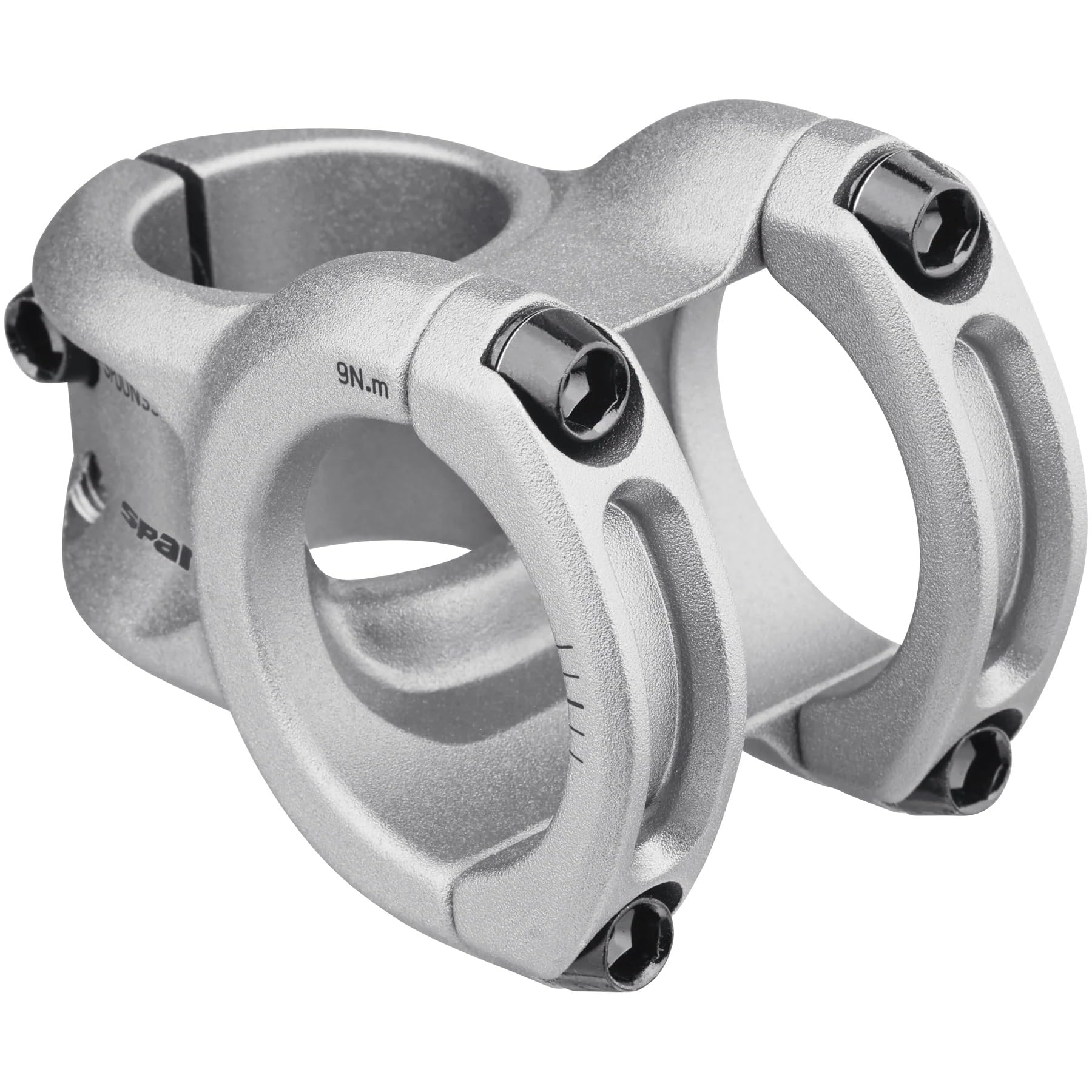 Spank Spoon 350 Stem,Raw Silver(Diameter 35Mm, Length: 35/43Mm, Rise: 0), Chamfered Bar Clamp, Ultra-Short Stack Height, Bicycle