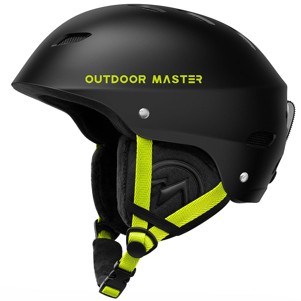 OutdoorMaster Kelvin Ski Helmet - Snowboard Helmet for Men, Women & Youth (Black+Lemon,XL)