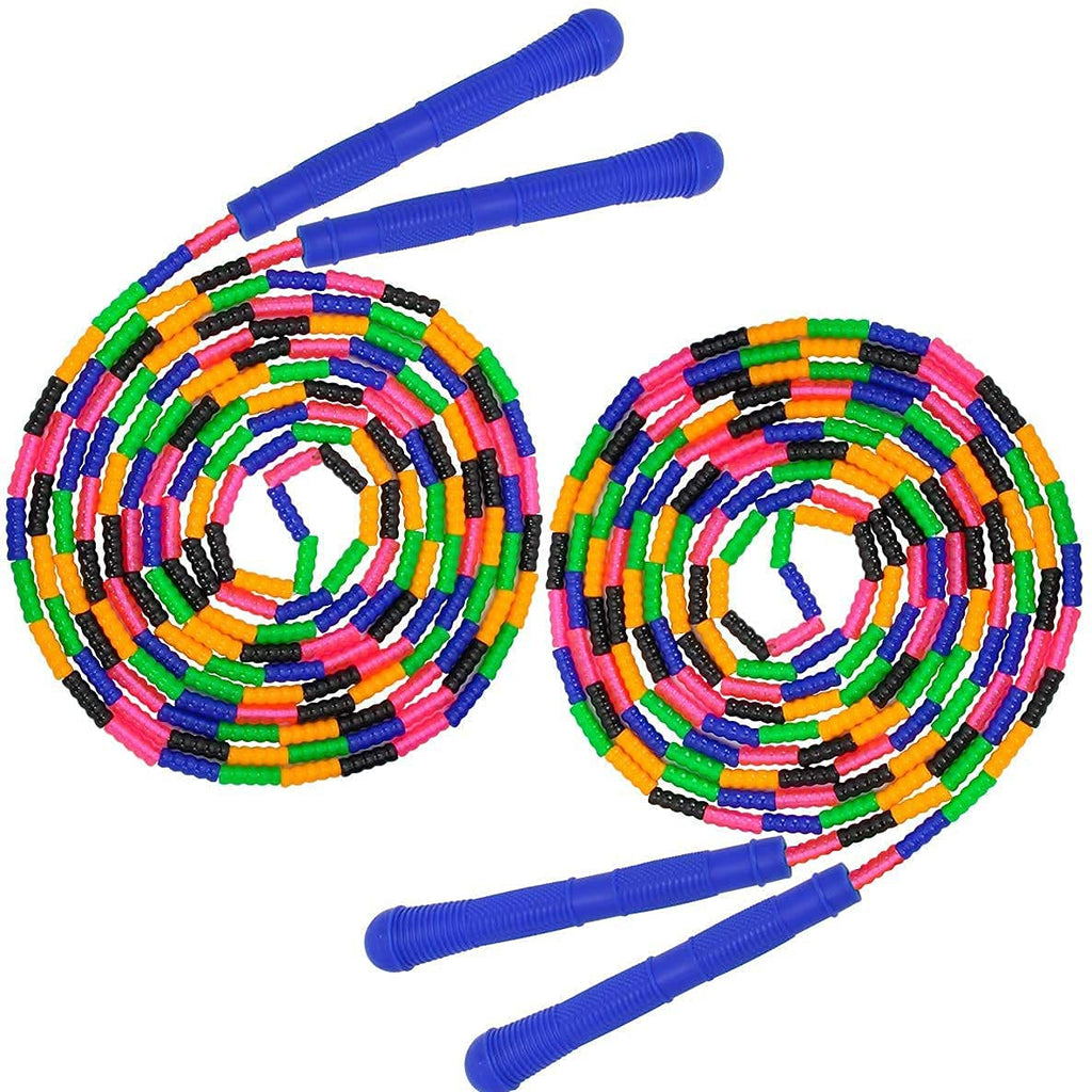 Coolrunner 16 Ft Long Jump Rope(2 Pack), Double Dutch Soft Beaded Skipping Rope For Kids Adults, Plastic Segmented Jump Rope, Lo