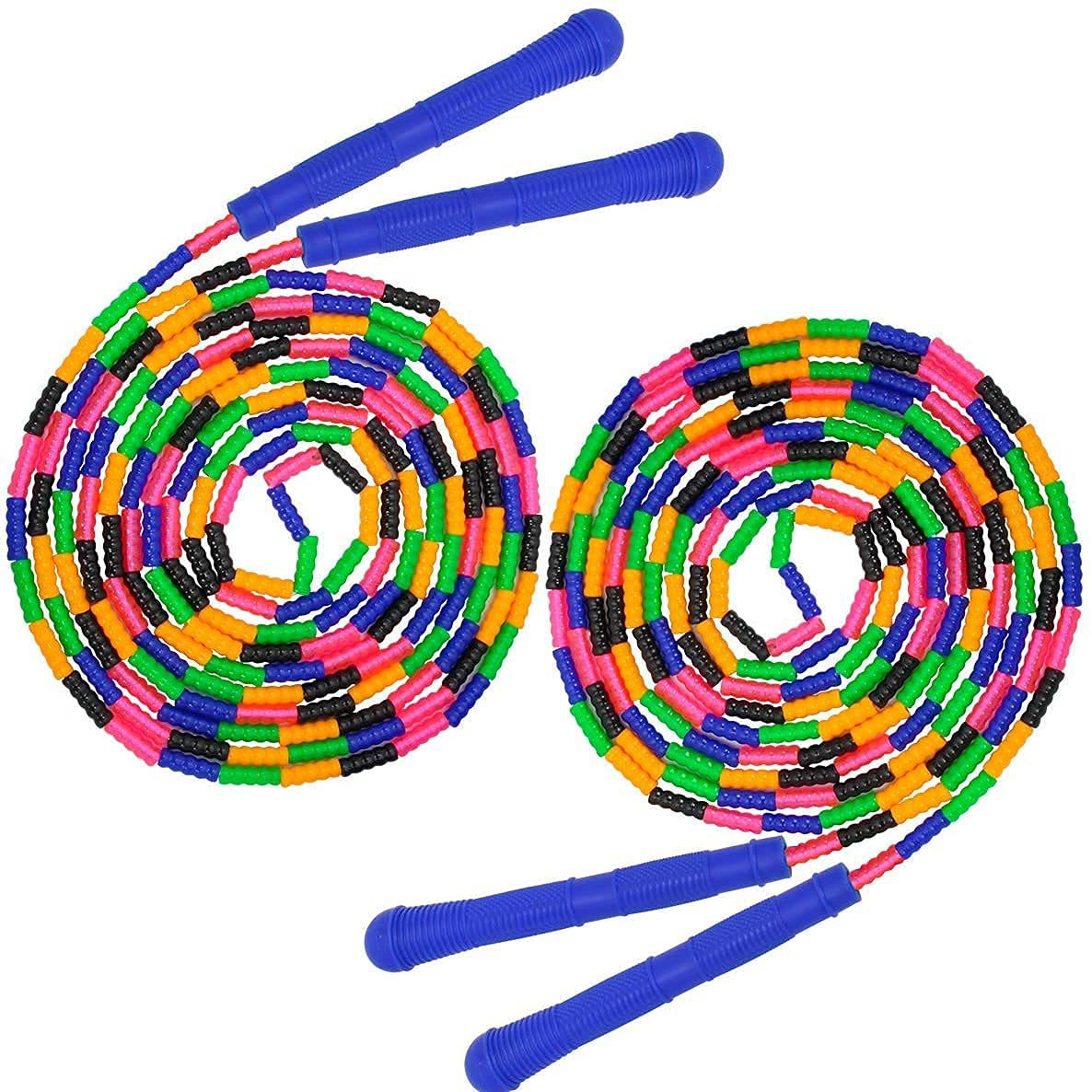 Coolrunner 16 Ft Long Jump Rope(2 Pack), Double Dutch Soft Beaded Skipping Rope For Kids Adults, Plastic Segmented Jump Rope, Lo