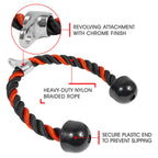 Yes4All Deluxe Black & Red Tricep Rope Cable Attachment,36 Inch Exercise Machine Attachments Pulley System Gym Pull Down Rope Wi