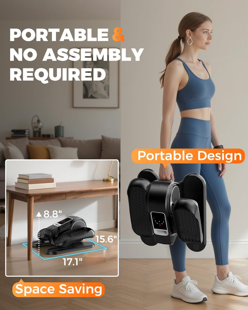 Under Desk Elliptical Machine, Ellipse Leg Exerciser As Seen On Tv, Lcd Display & 12 Adjustable Speed Ellipse Fit, Portable & Qu