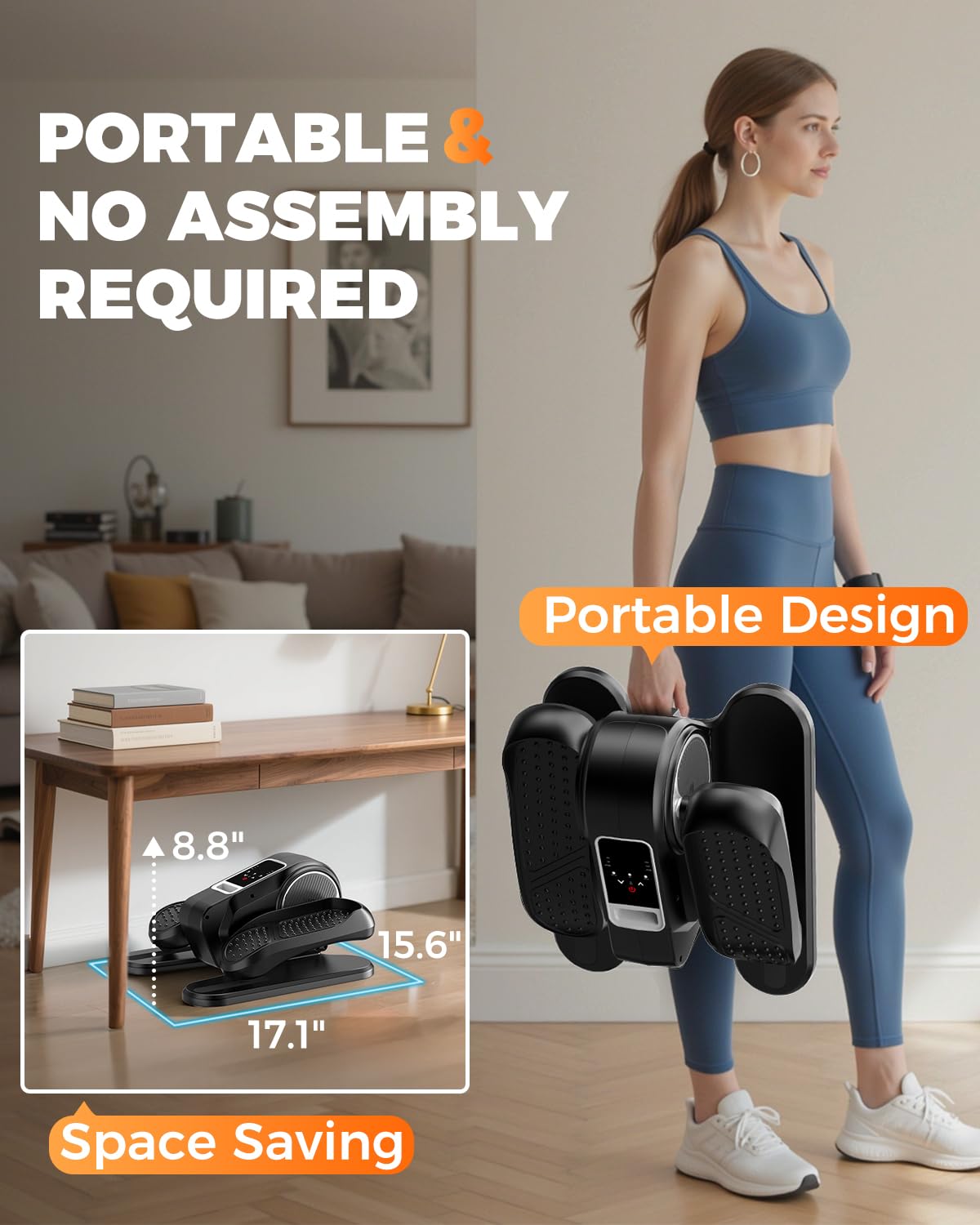 Under Desk Elliptical Machine, Ellipse Leg Exerciser As Seen On Tv, Lcd Display & 12 Adjustable Speed Ellipse Fit, Portable & Qu