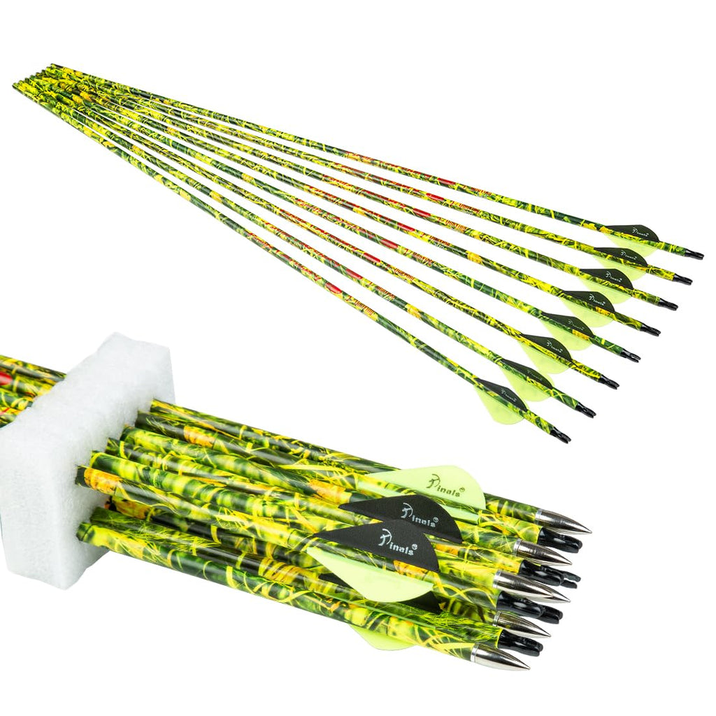 Pinals Archery 28 300 340 350 400 Spine Carbon Hunting Arrows For Compound Recurve Bow Practice Target 28 Inch Camo Arrow Shaft