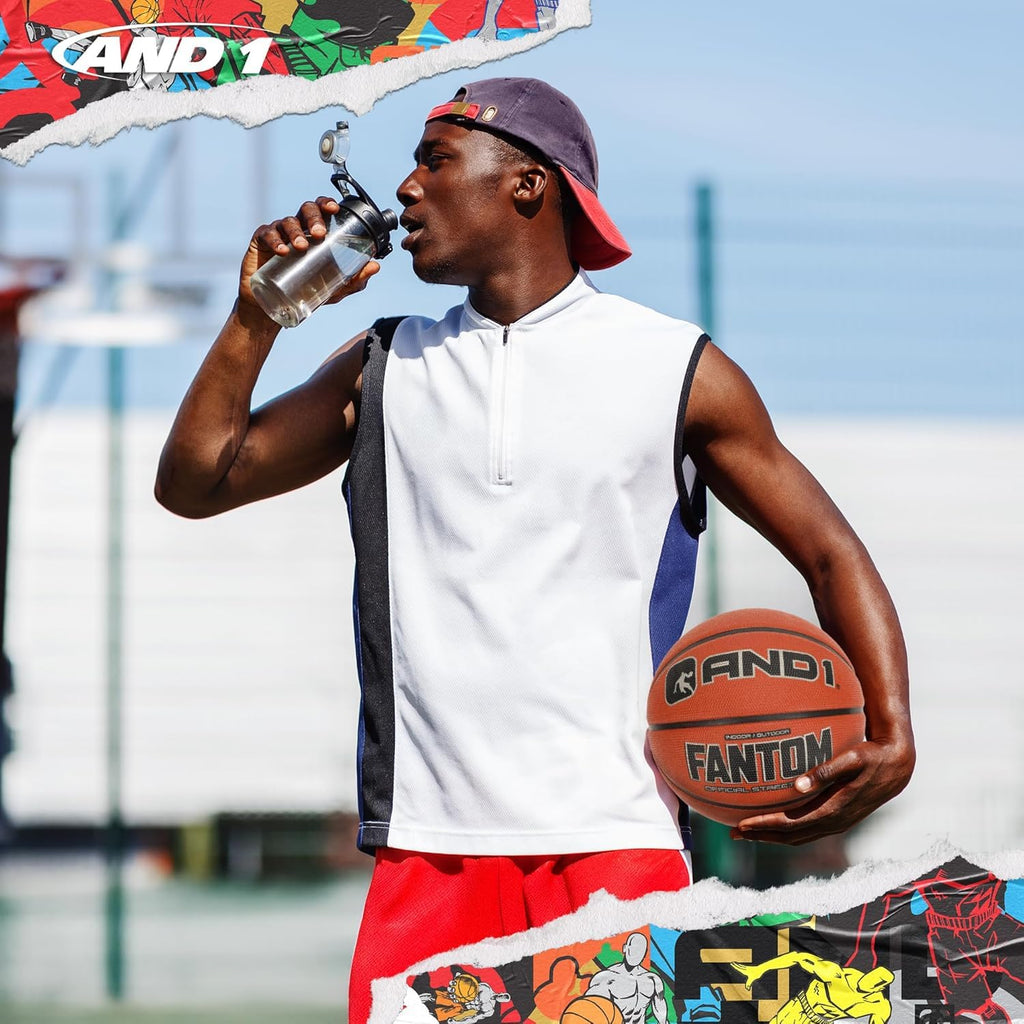 AND1 Fantom Rubber Basketball: Official Regulation Size 7 (29.5 inches) - Deep Channel Construction Streetball, Made for Indoor