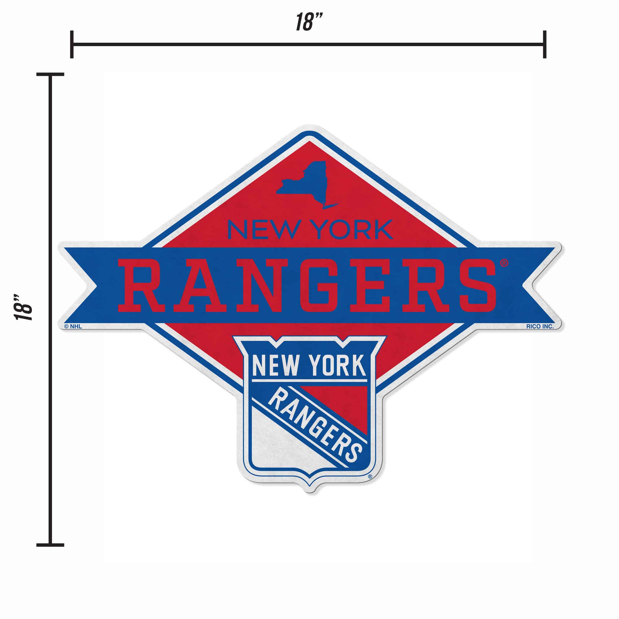 Rico Industries Nhl New York Rangers Diamond Shape Cut Pennant - Home And Living Room D  Cor - Soft Felt Ez To Hang 18X0.10X18