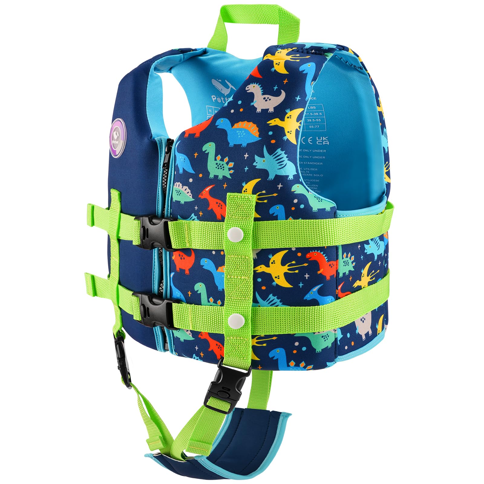 Pottwal Swim Vest for Kids - Swim Jacket for 4-6 Years (39.5-55LBS) - Puddle Jumper with Adjustable Crotch Strap - Made of Neopr
